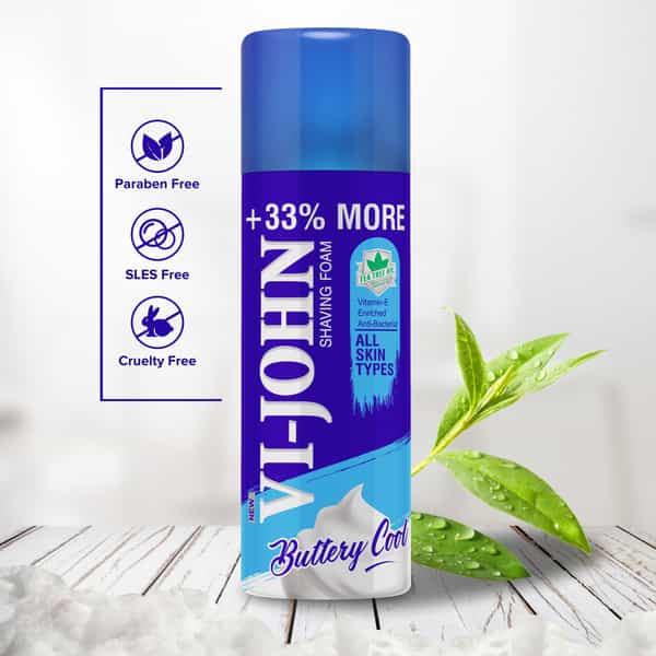 Vi-John Shaving Foam All Skin Type | Vitamin E & Anti-Bacterial (400Gm Each | Pack Of 2)