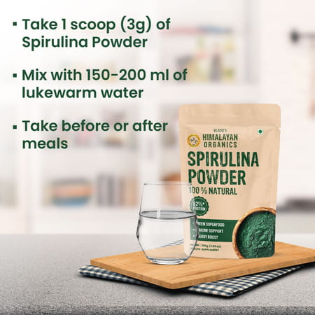Vlado'S Himalayan Organics Spirulina Powder | For Men & Women | Contains 62% Protein - 100g