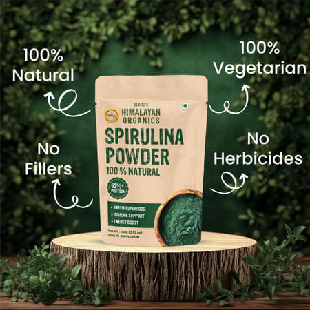 Vlado'S Himalayan Organics Spirulina Powder | For Men & Women | Contains 62% Protein - 100g