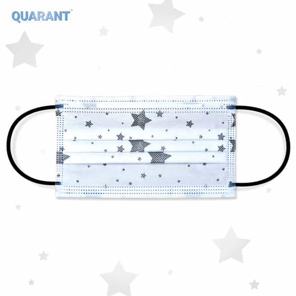 Quarant 4 Ply Designer Protective Surgical Face Mask With Nose Pin Stary White - Pack Of 50