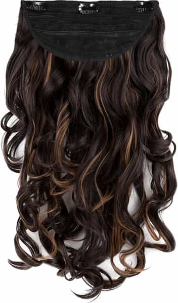 Streak Street Clip-In 18'' Soft Curls Dark Brown Hair Extensions With Golden Highlights
