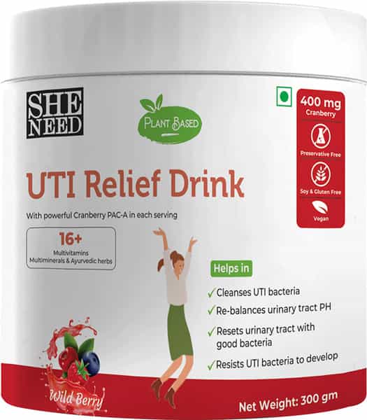 Sheneed Plant Based Uti Relief Drink For Women With Cranberry | Ashwagandha | Chamomile-300Gm