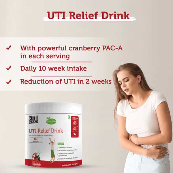 Sheneed Plant Based Uti Relief Drink For Women With Cranberry | Ashwagandha | Chamomile-300Gm