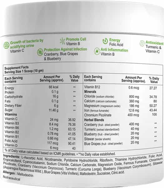 Sheneed Plant Based Uti Relief Drink For Women With Cranberry | Ashwagandha | Chamomile-300Gm