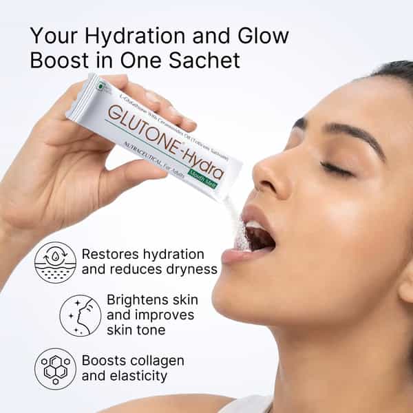Glutone-Hydra Mouth Melt Setria Glutathione With Ceramosides Mouth Melts Pack Of 30 Sachets
