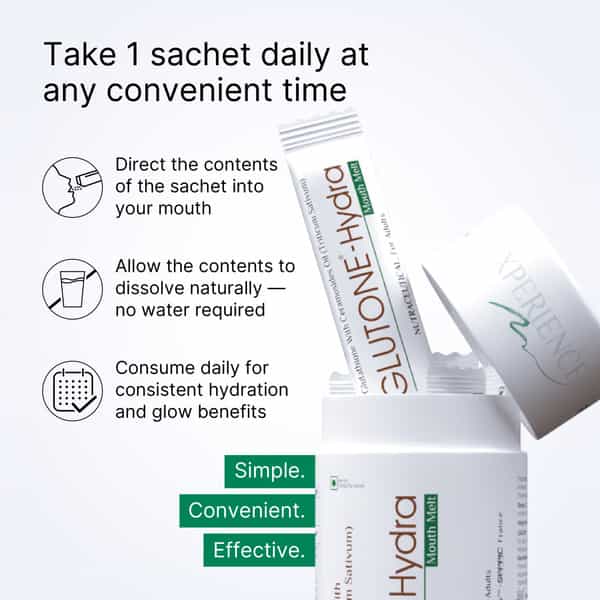 Glutone-Hydra Mouth Melt Setria Glutathione With Ceramosides Mouth Melts Pack Of 30 Sachets