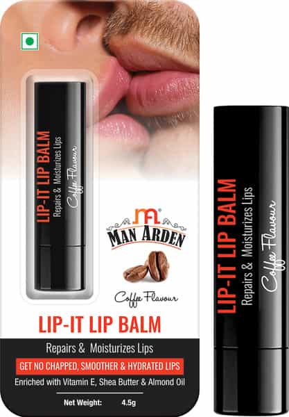 Man Arden Lip-It Lip Balm For Men Repairs & Moisturizes Lips Almond Oil Coffee Flavour 4.5G