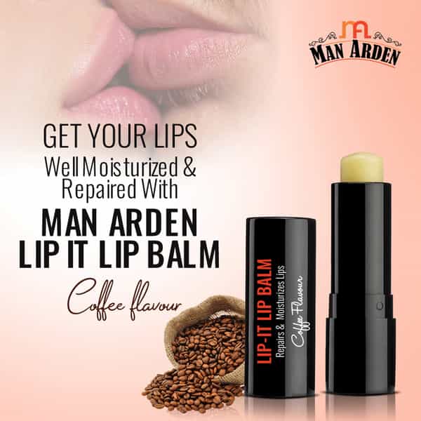 Man Arden Lip-It Lip Balm For Men Repairs & Moisturizes Lips Almond Oil Coffee Flavour 4.5G