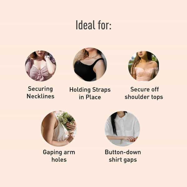 Sirona Women Fashion Tape Double Stick Strips - 16 Strips|Waterproof & Sweat Proof | Bra Tape Strips