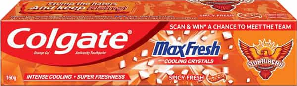 Colgate Maxfresh Orange Spicy Fresh Gel Toothpaste - 160 Gm - Sunrisers Hyderabad Edition Pack