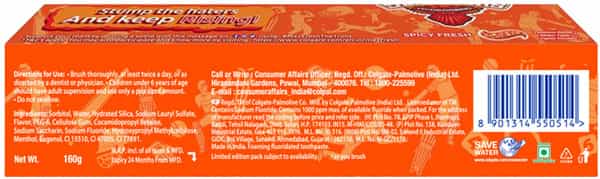 Colgate Maxfresh Orange Spicy Fresh Gel Toothpaste - 160 Gm - Sunrisers Hyderabad Edition Pack