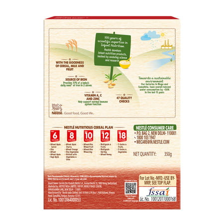 Nestle Cerelac Baby Cereal With Milk Wheat Apple From 6 To 24 Months Refile 350gm