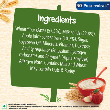 Nestle Cerelac Baby Cereal With Milk Wheat Apple From 6 To 24 Months Refile 350gm