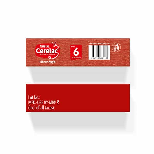 Nestle Cerelac Wheat Apple Baby Food Cereal | No Preservatives | 6 To 24 Months | 350 Gm