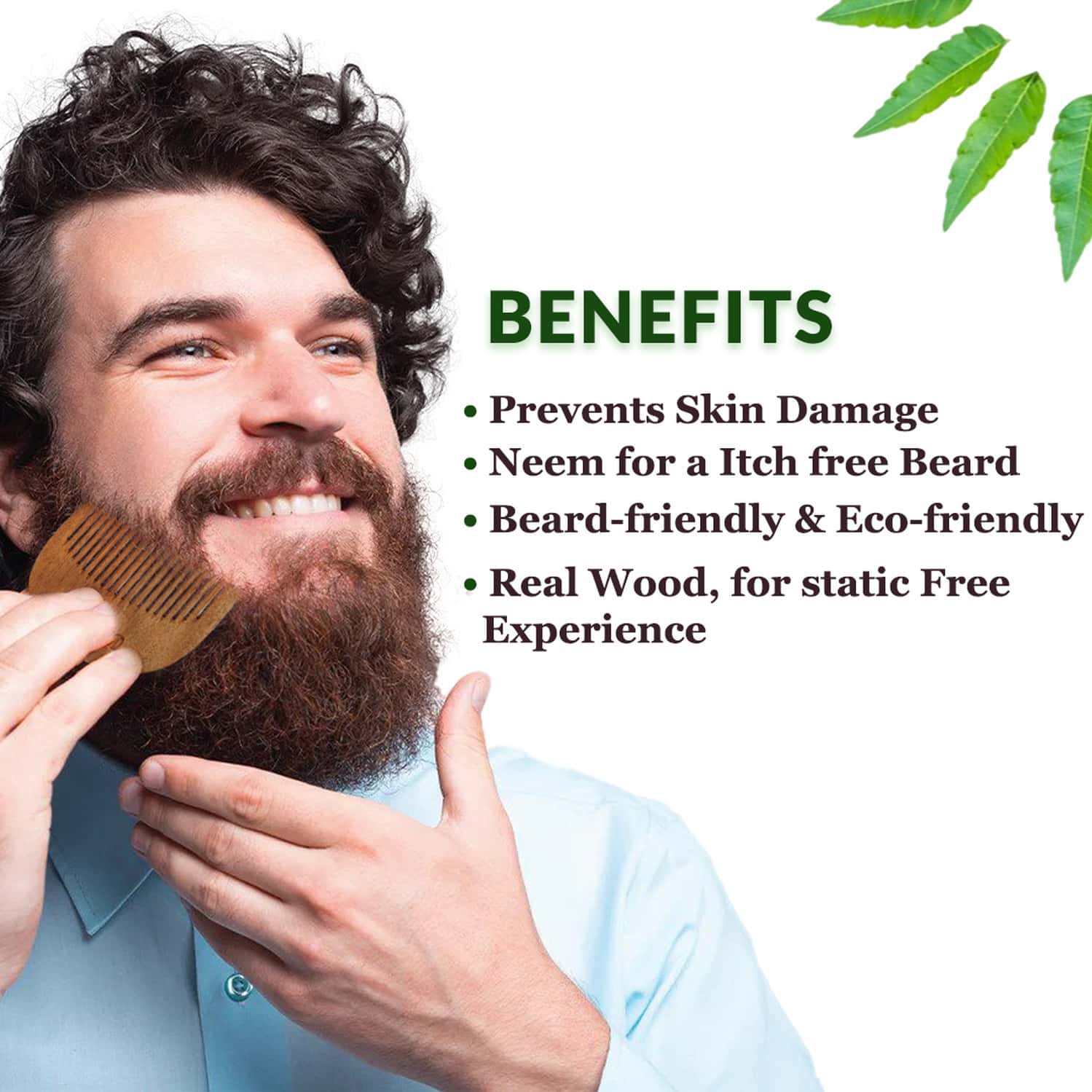 Buy THE LEGEND ORGANIC NEEM WOODEN MINI BEARD COMB Online & Get Upto 60
