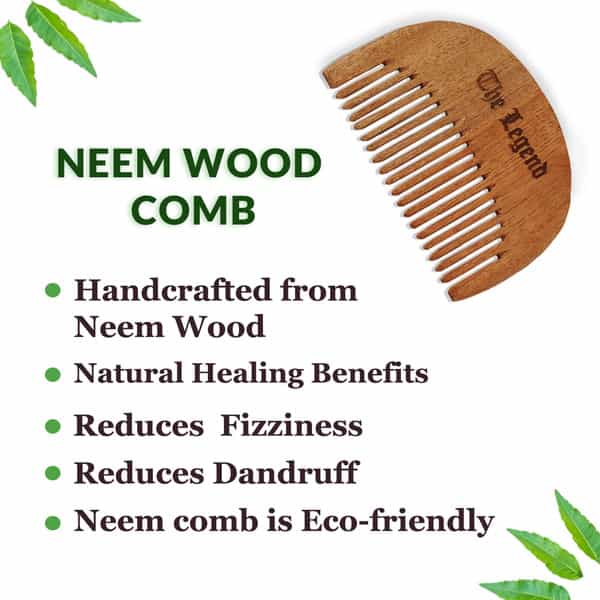 The Legend Organic Neem Wooden Mini Beard Comb