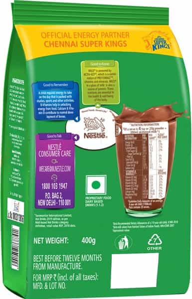 Nestle Milo Activ-Go Powder Health Drink - Chocolate Flavour Pouch - 400Gm