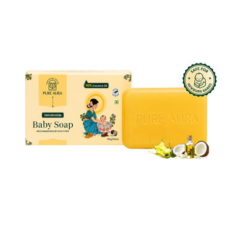 Pure Aura Handmade Baby Soap Pack Of 2 (100g Each) Baby Soap Coconut Oil| Shea Butter & Jojoba Oil