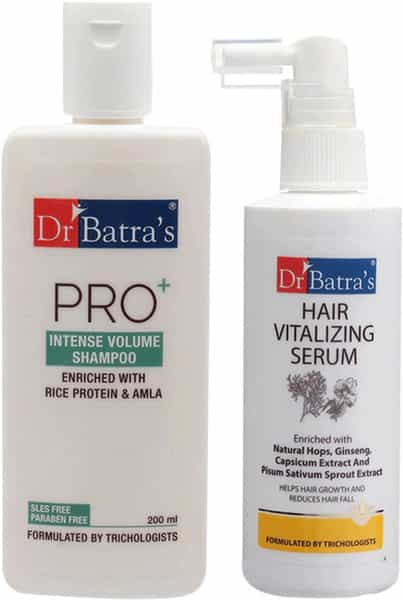 Dr Batra's Hair Vitalizing Serum 125Ml And Pro+ Intense Volume Shampoo 200 Ml (Pack Of 2)