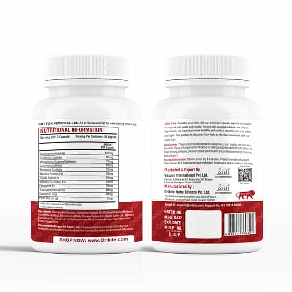 Oribite Joint Care Capsules For Mobility & Flexibility 60 Capsules