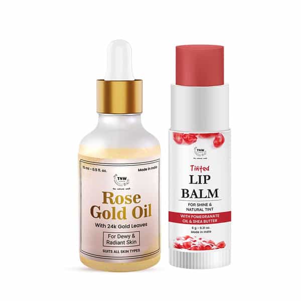 Tnw The Natural Wash Skin & Lip Care Combo With Rose Gold Oil & Pomegranate Tinted Lip Balm
