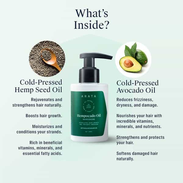 Arata Natural Nourishing Hempocado Hair Oil With Hempseed & Avocado Oil (100 Ml)