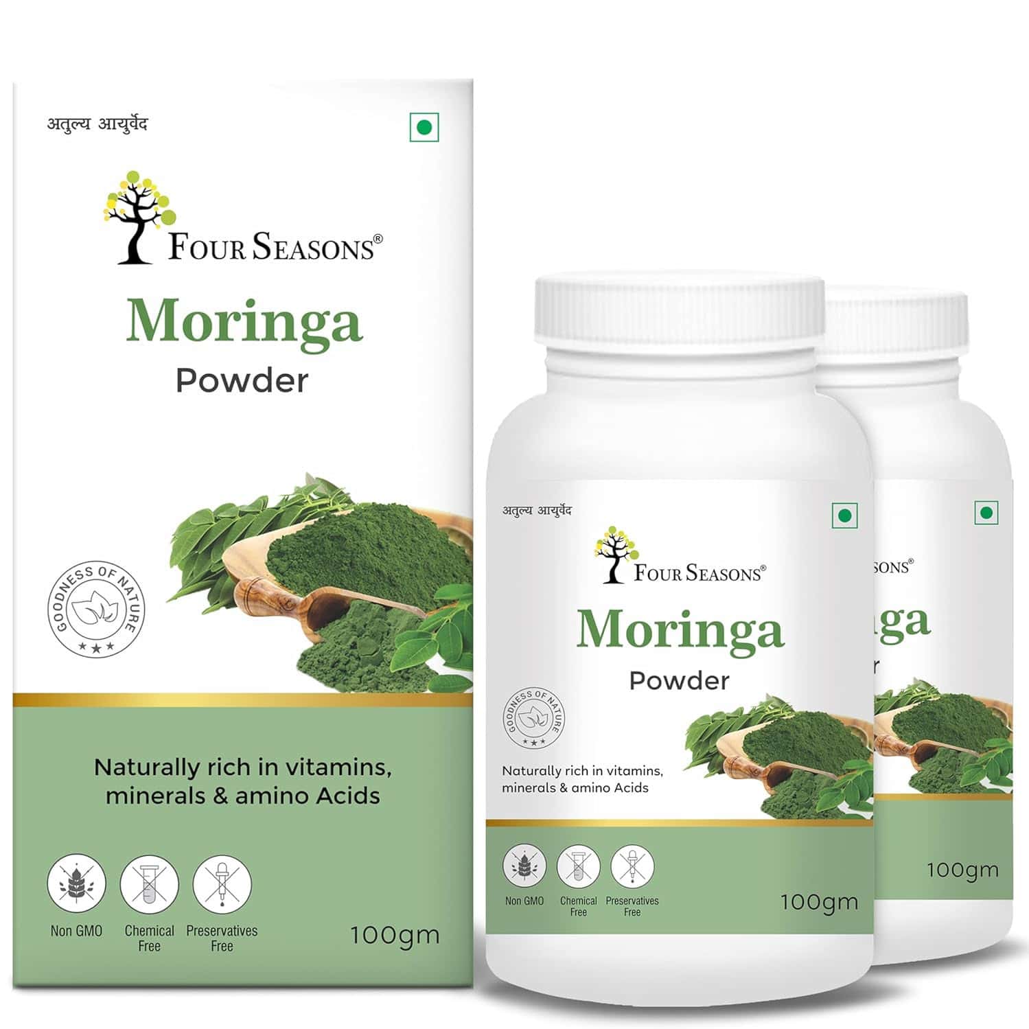 Four Seasons Moringa Powder 100g | Boosts Immunity & Energy | Detoxifies Body |digestion (pack Of 2)