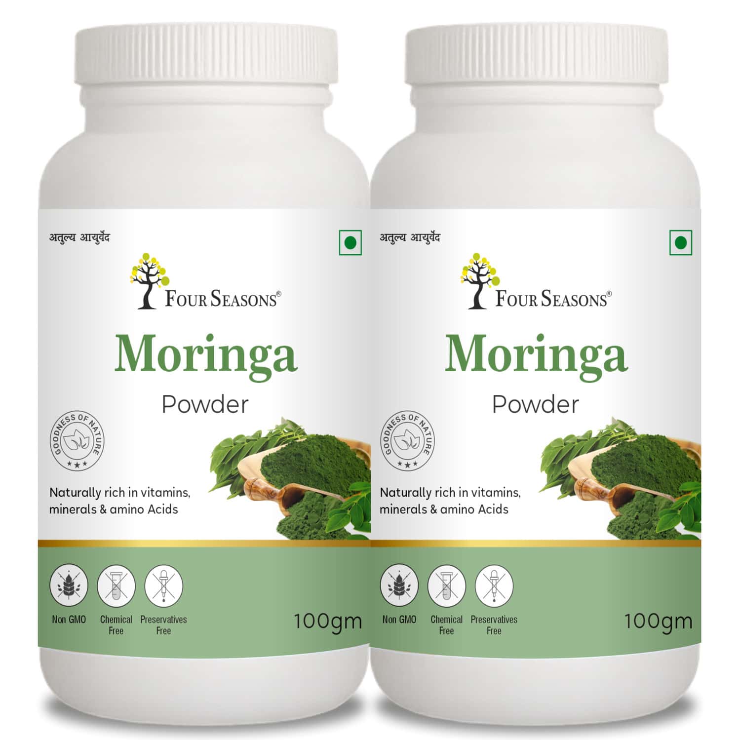 Four Seasons Moringa Powder 100g | Boosts Immunity & Energy | Detoxifies Body |Digestion (Pack Of 2)