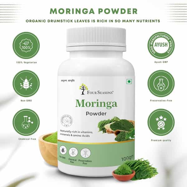 Four Seasons Moringa Powder 100G | Boosts Immunity & Energy | Detoxifies Body |Digestion (Pack Of 2)