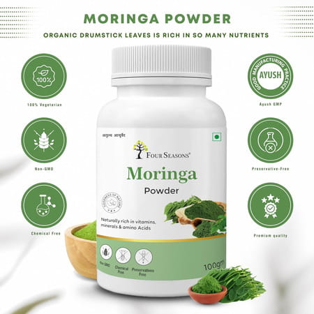 Four Seasons Moringa Powder 100g | Boosts Immunity & Energy | Detoxifies Body |Digestion (Pack Of 2)