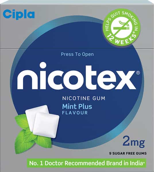 Nicotex 2Mg Mint Plus Gums Sugar Free Strip Of 9 (Pack Of 4)