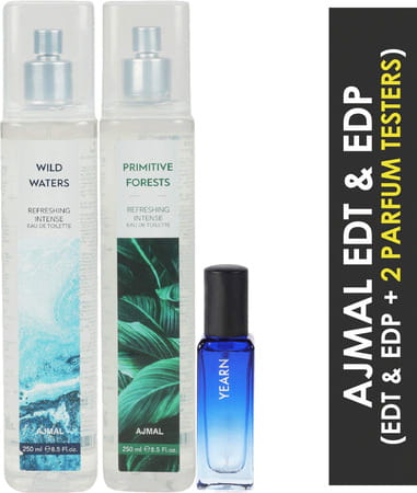 Ajmal Wild Waters & Primitive Forest Edt Each 250ml & Yearn Edp 20ml (Total 520ml) For Unisex