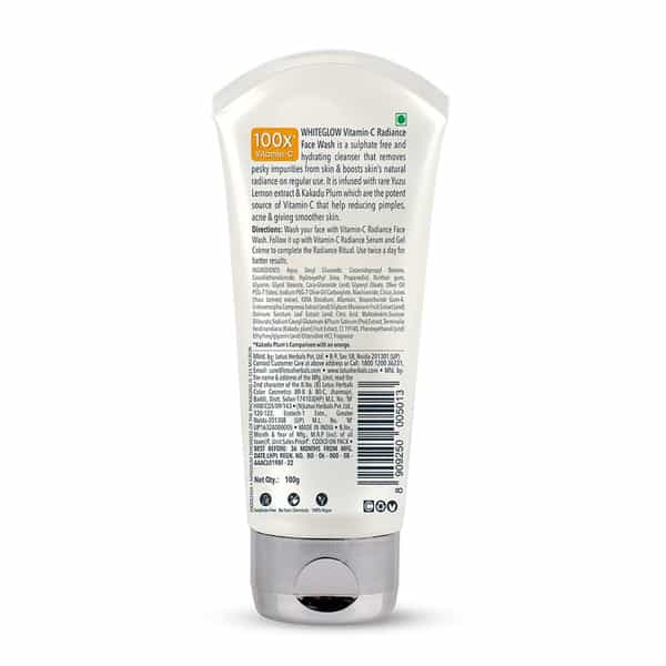 Lotus Herbals Whiteglow Vitamin C Radiance Face Wash 100G (Pack Of 2 )