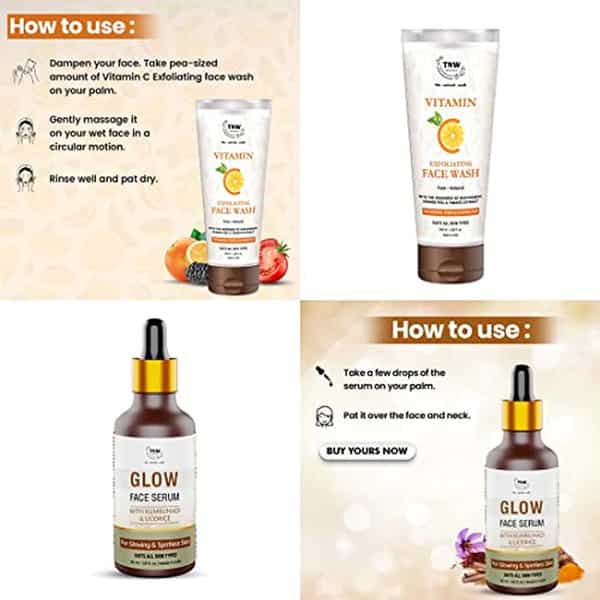 Tnw The Natural Wash Skincare Combo With Glow Face Serum And Vitamin C Exfoliating Face Wash