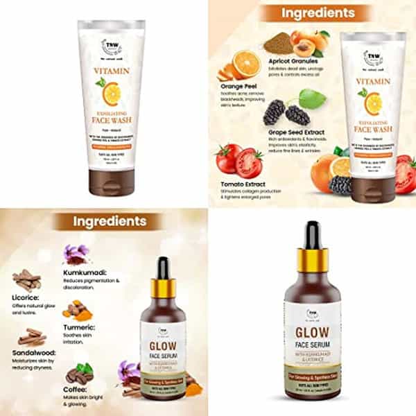 Tnw The Natural Wash Skincare Combo With Glow Face Serum And Vitamin C Exfoliating Face Wash