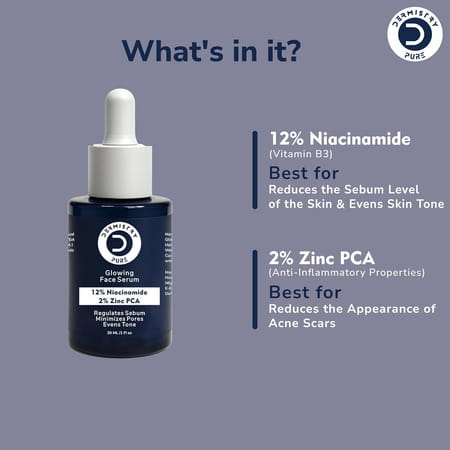 Dermistry 12% Niacinamide 2% Zinc Serum Oil Control Blemishes Minimizes Pores Evens Skin Tone 30ml