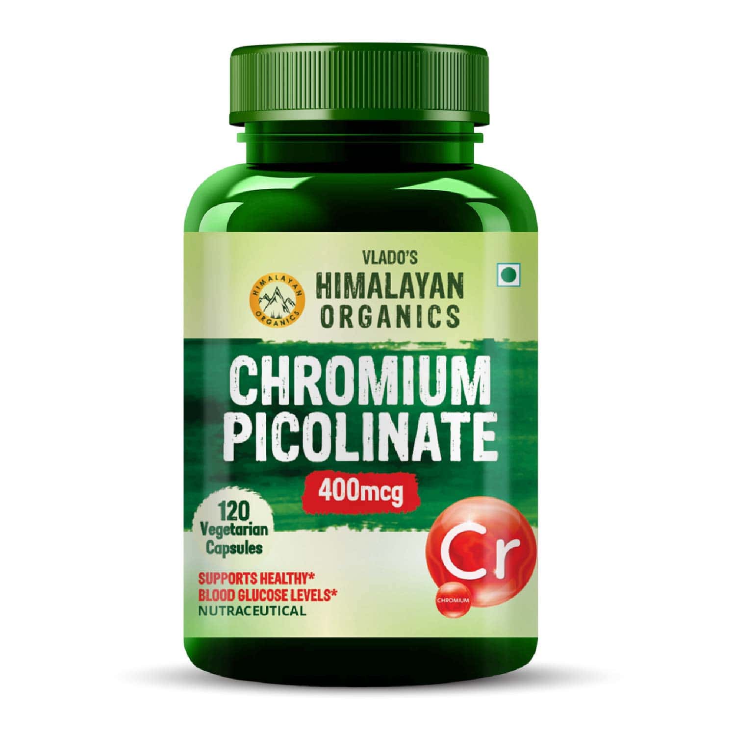 Vlado's Himalayan Organics Chromium Picolinate 400mcg | Support Healthy Sugar Level | Veg - 120n