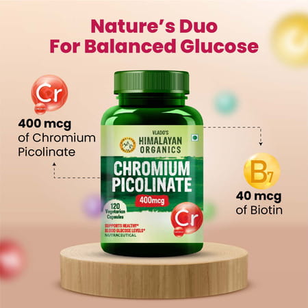 Vlado'S Himalayan Organics Chromium Picolinate 400mcg | Support Healthy Sugar Level | Veg - 120n