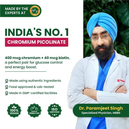 Vlado'S Himalayan Organics Chromium Picolinate 400mcg | Support Healthy Sugar Level | Veg - 120n