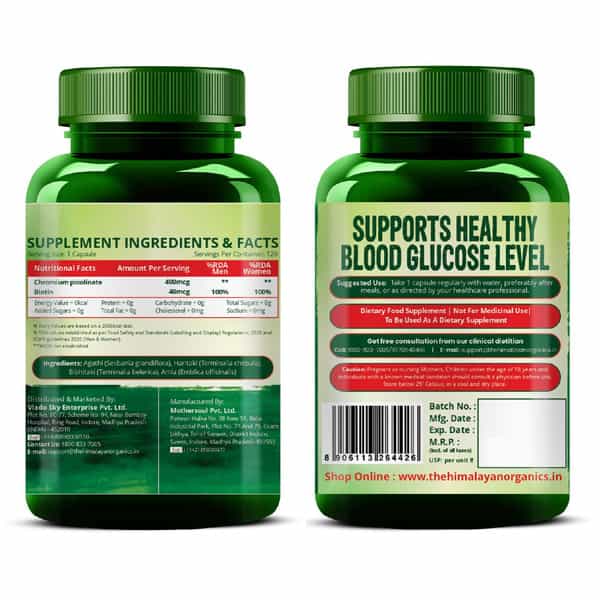 Vlado's Himalayan Organics Chromium Picolinate 400Mcg | Support Healthy Sugar Level | Veg - 120N