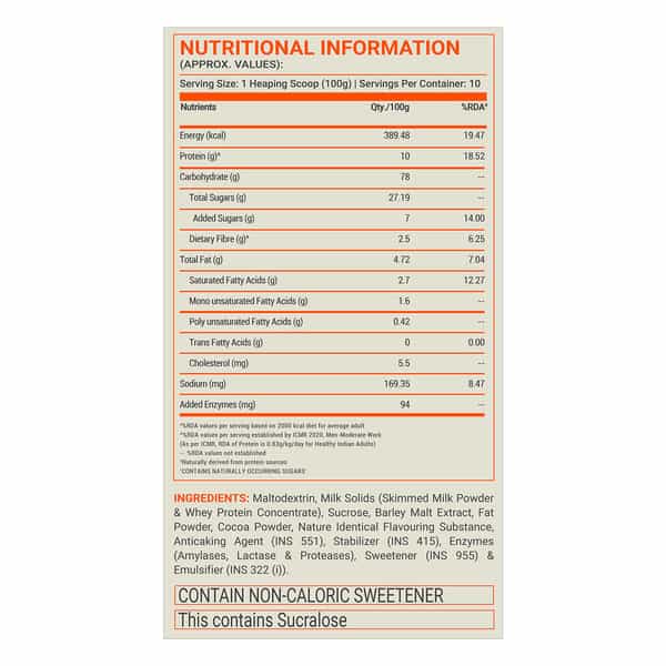 Fuel One Max Gainer (Chocolate | 1Kg) | High-Calorie Gainer With Added Digestive Enzymes