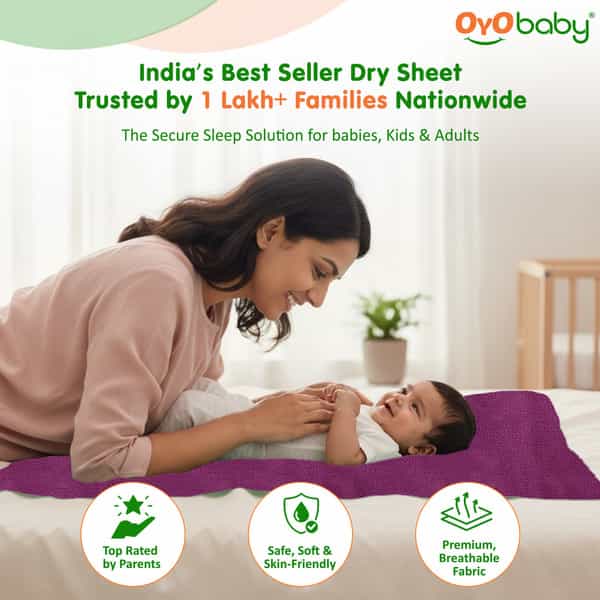 Oyo Baby Baby Dry Sheet Waterproof | Soft | Extra Absorbent For 0-12 Months 100X70 Cm (Pack Of 2)