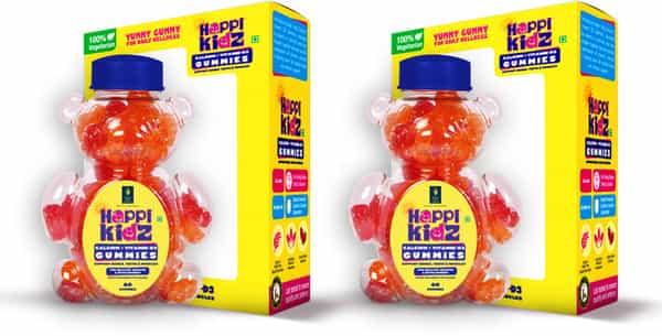 Happikidz Calcium + Vitamin D Gummies | Strawberry - 60N (Pack Of 2)