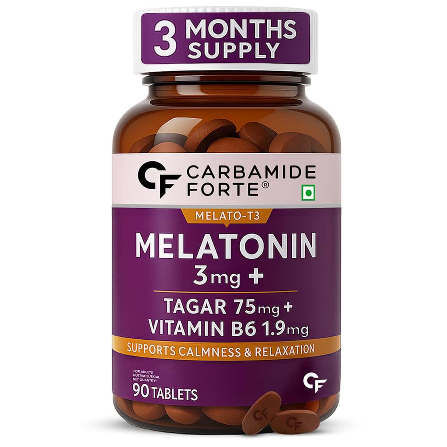 Carbamide Forte Melatonin 3mg With Tagara 75mg Sleeping Aid Pills 90 Tablets