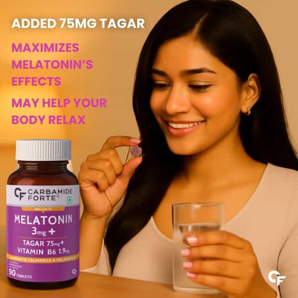 Carbamide Forte Melatonin 3Mg With Tagara 75Mg Sleeping Aid Pills 90 Tablets