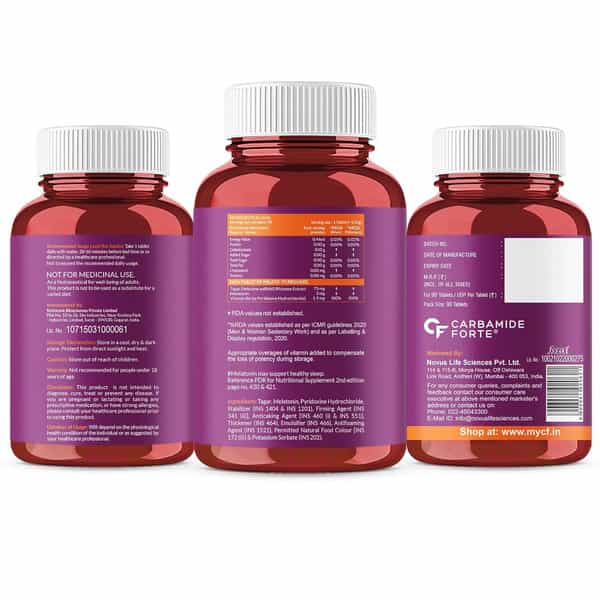 Carbamide Forte Melatonin 3Mg With Tagara 75Mg Sleeping Aid Pills 90 Tablets