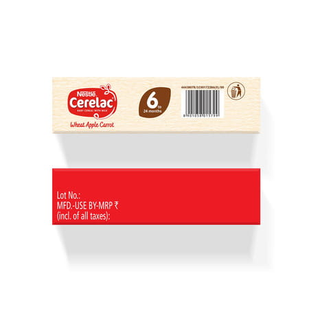 Nestle Cerelac Wheat Apple Carrot Baby Cereal | No Refined Sugar | Stage 1 | 6 - 24 Months |300gm