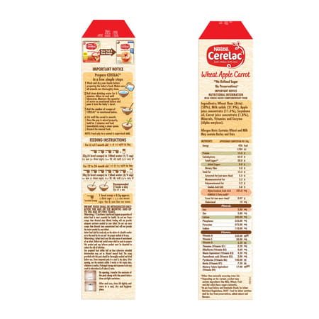 Nestle Cerelac Wheat Apple Carrot | No Refined Sugar | No Preservatives | 6 To 24 Months | 300 Gm