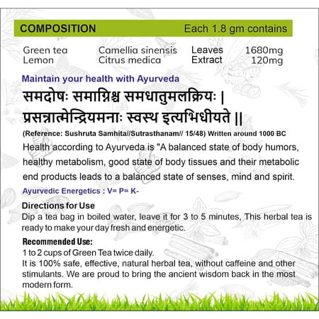Planet Ayurveda Organic Green Tea For Weight Loss - 30 Teabags