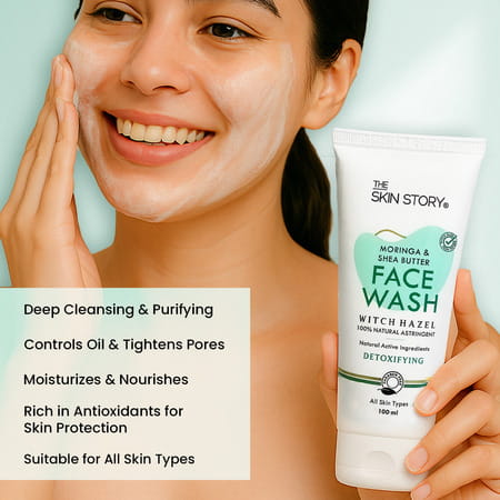 The Skin Story Moringa & Shea Butter Pore Minimizing Face Wash For Deep Cleansing, Non Drying 100 Ml